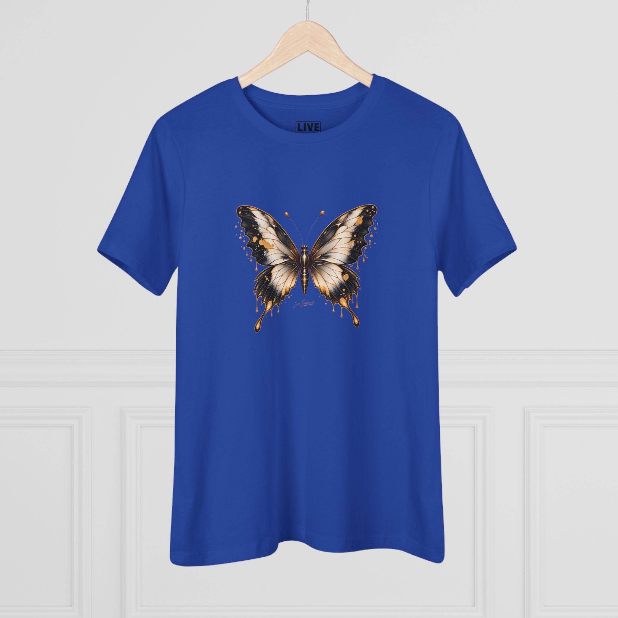 Butterfly Graphic Tee — Black/Antique White/Gold butterfly