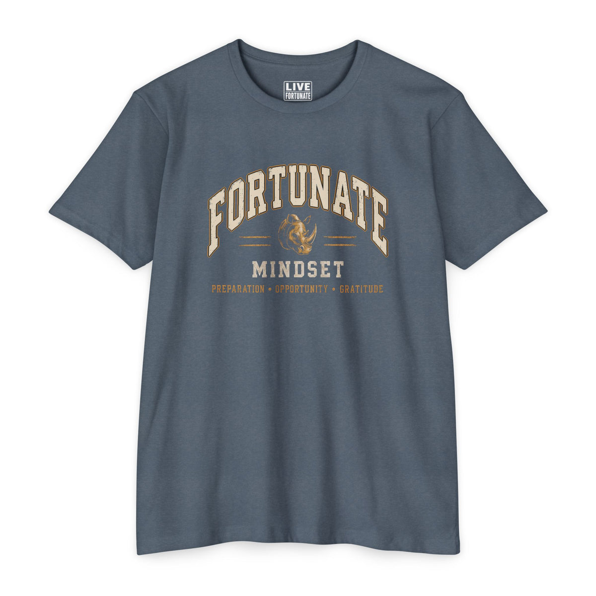 Fortunate Mindset Men’s Vintage Rhino Graphic T-Shirt | Live Fortunate