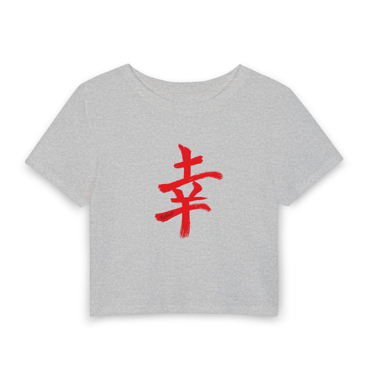 Women's Baby Tee - Red Brushstroke 'Happiness' Kanji Crop Top