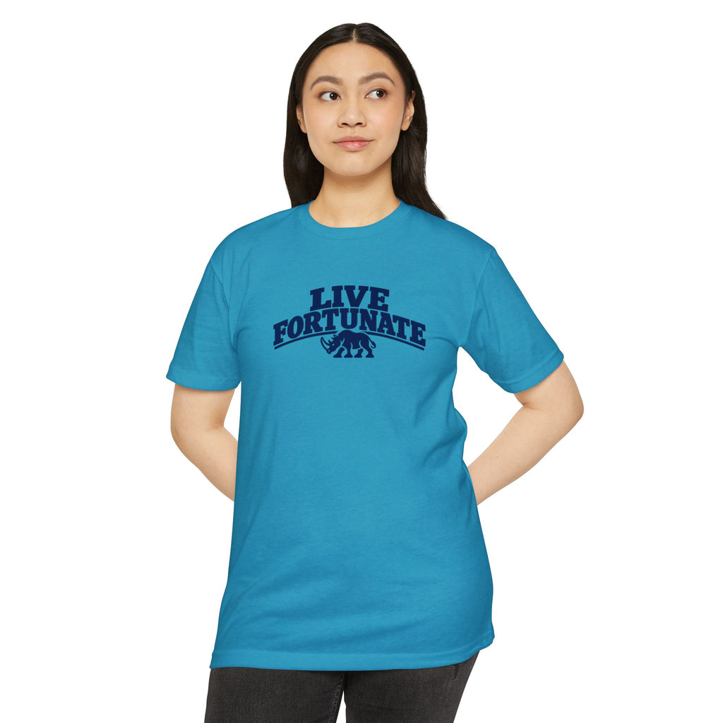Live Fortunate Rhino Collegiate Tee | Premium Everyday T-Shirt