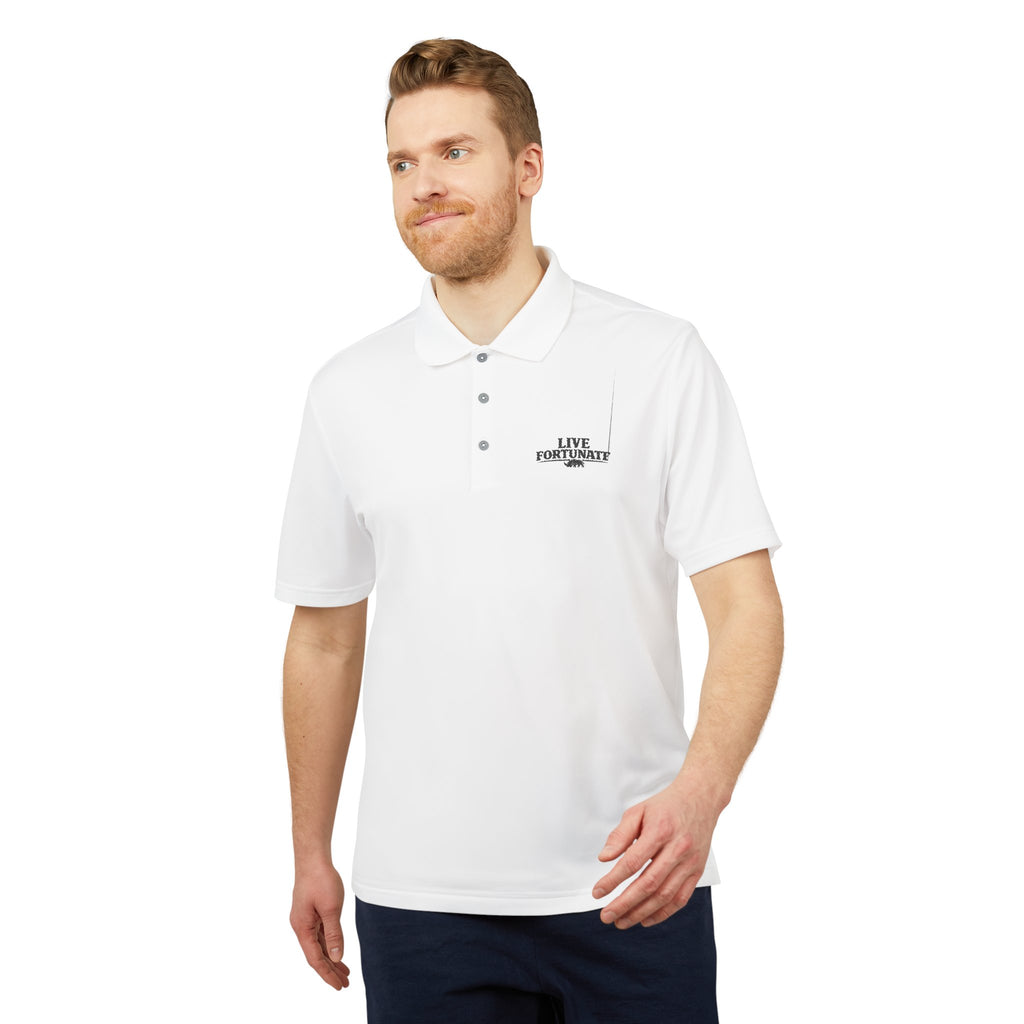 Live Fortunate Men’s Adidas Performance Polo – Embroidered Rhino Logo