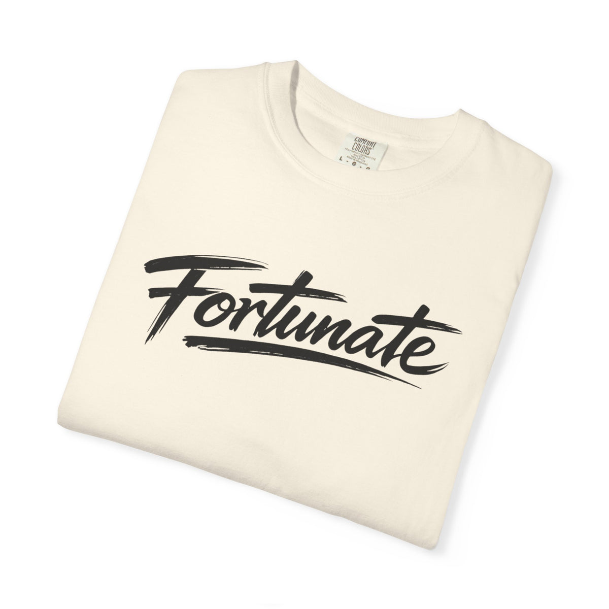 Fortunate Script T-Shirt — Casual Graphic Tee with 'Fortunate' Handwritten Logo