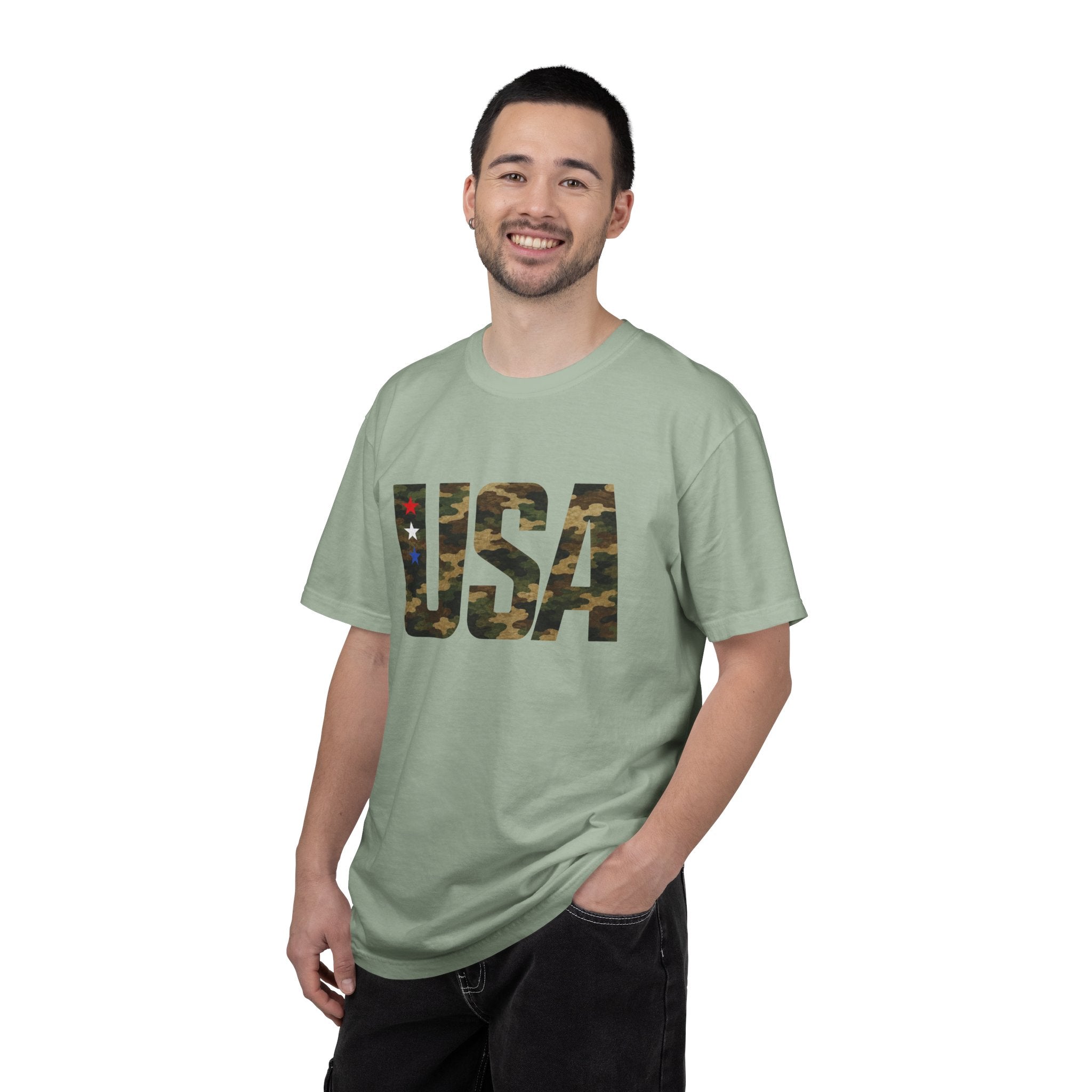USA Camo Graphic T‑Shirt — Patriotic Military Style Tee