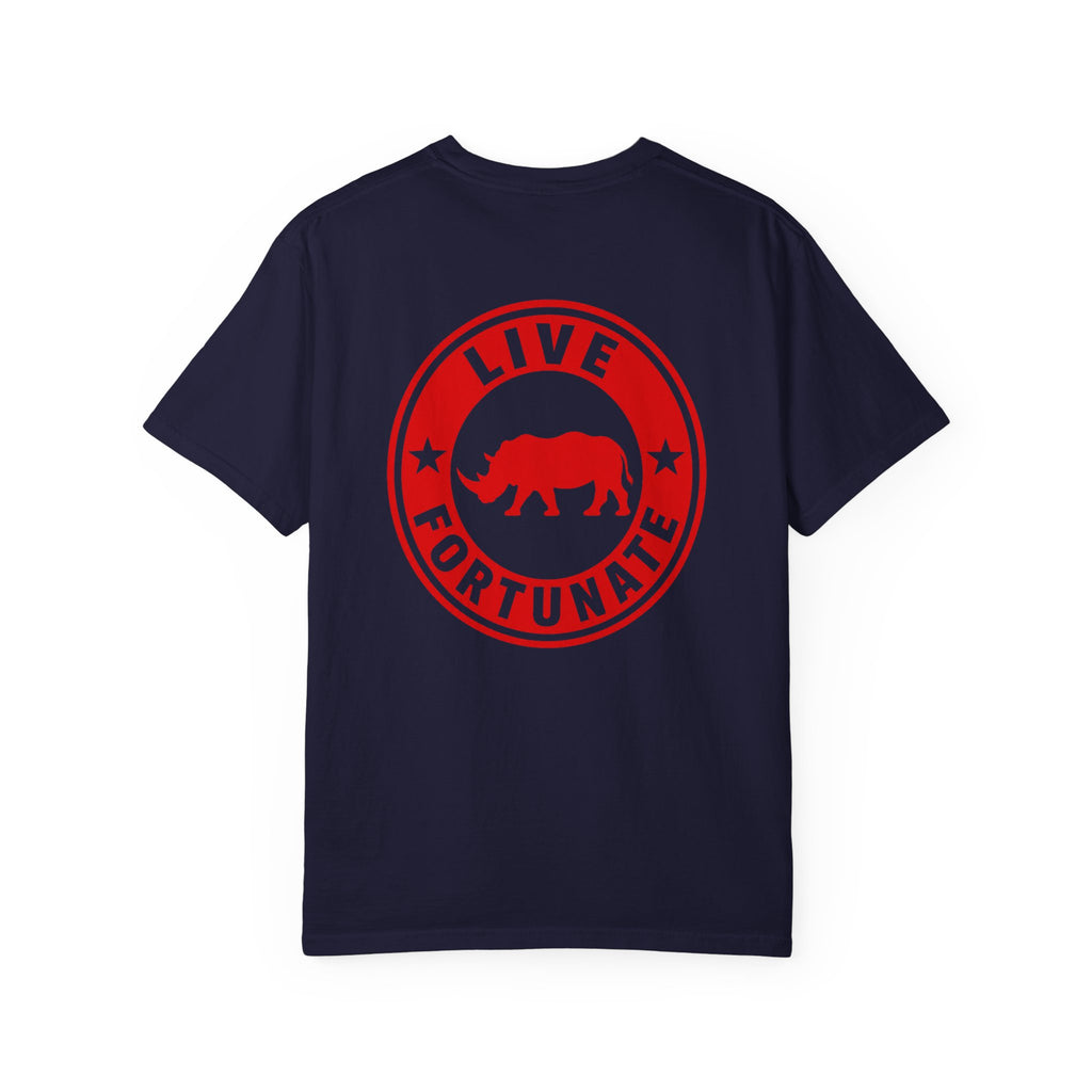 Live Fortunate Rhino T-Shirt — Red Rhino Logo Tee