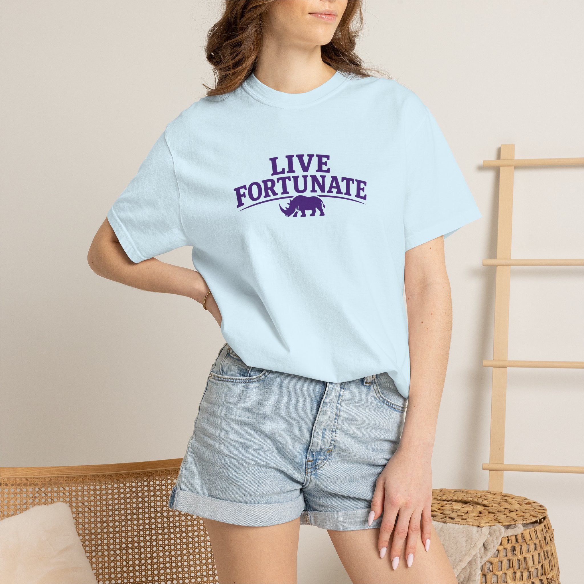 Live Fortunate Rhino Graphic T‑Shirt