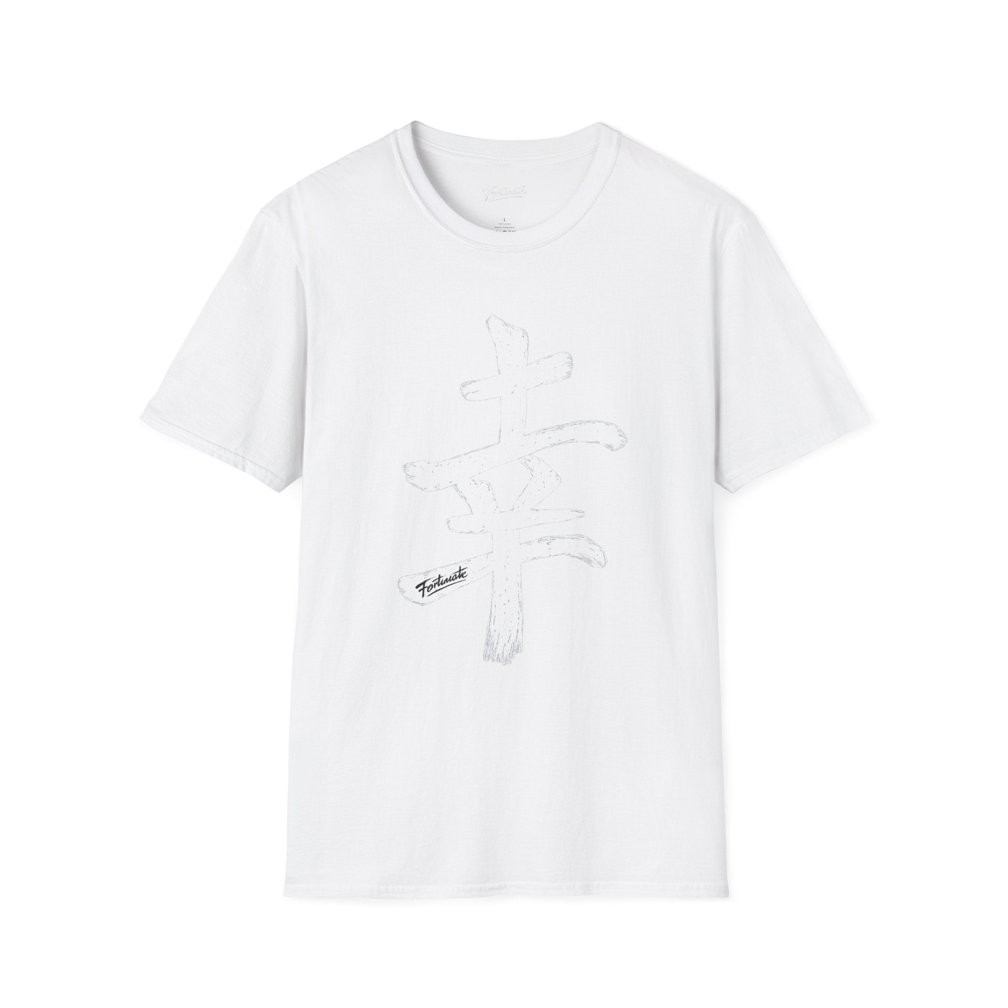 Minimal White T‑Shirt with Subtle Kanji Design — Lightweight Casual Tee
