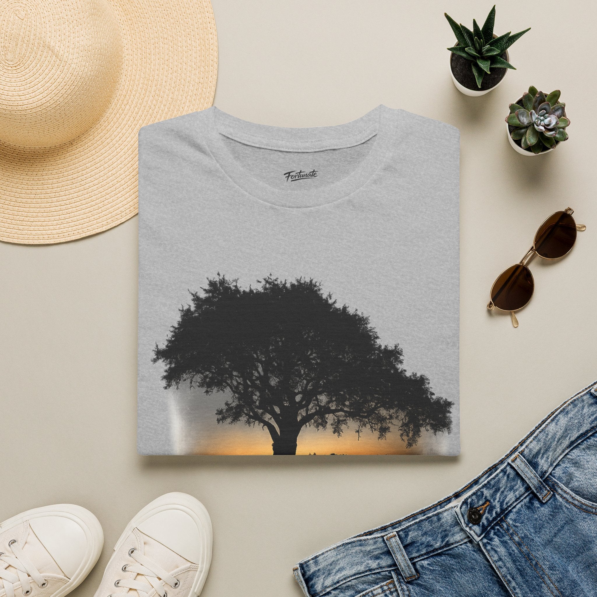 Tree of Clues Sunset T-Shirt — Silhouette Nature Graphic Tee