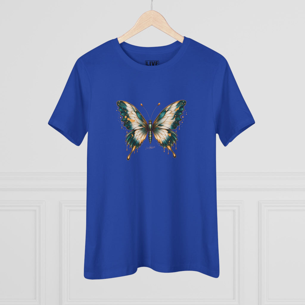 Butterfly Graphic Tee — Teal & Gold Vintage Butterfly Women's T-Shirt
