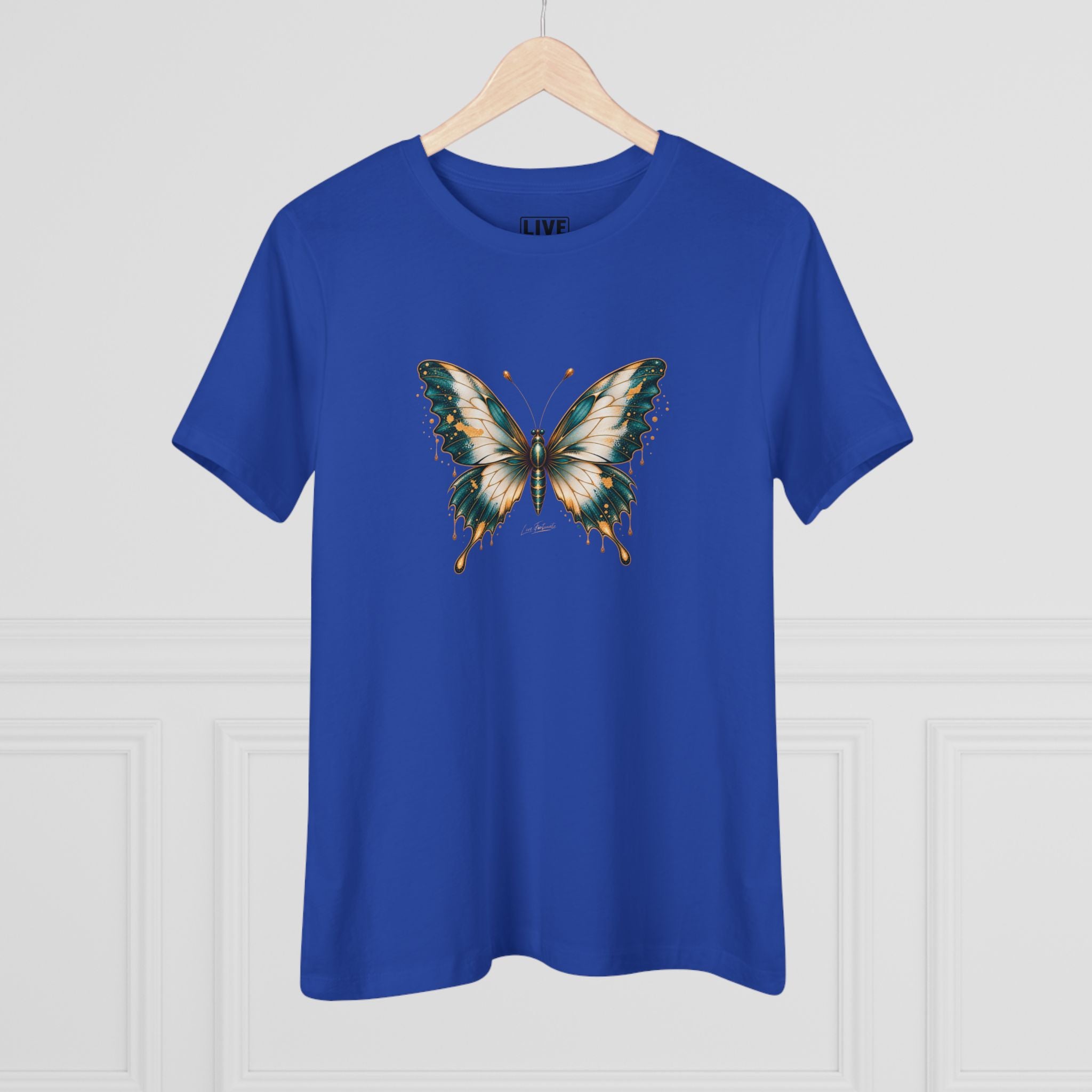 Butterfly Graphic Tee — Teal & Gold Vintage Butterfly Women's T-Shirt