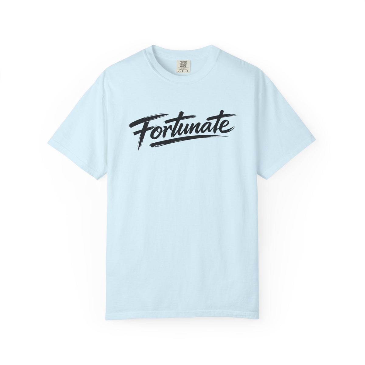 Fortunate Script T-Shirt — Casual Graphic Tee with 'Fortunate' Handwritten Logo