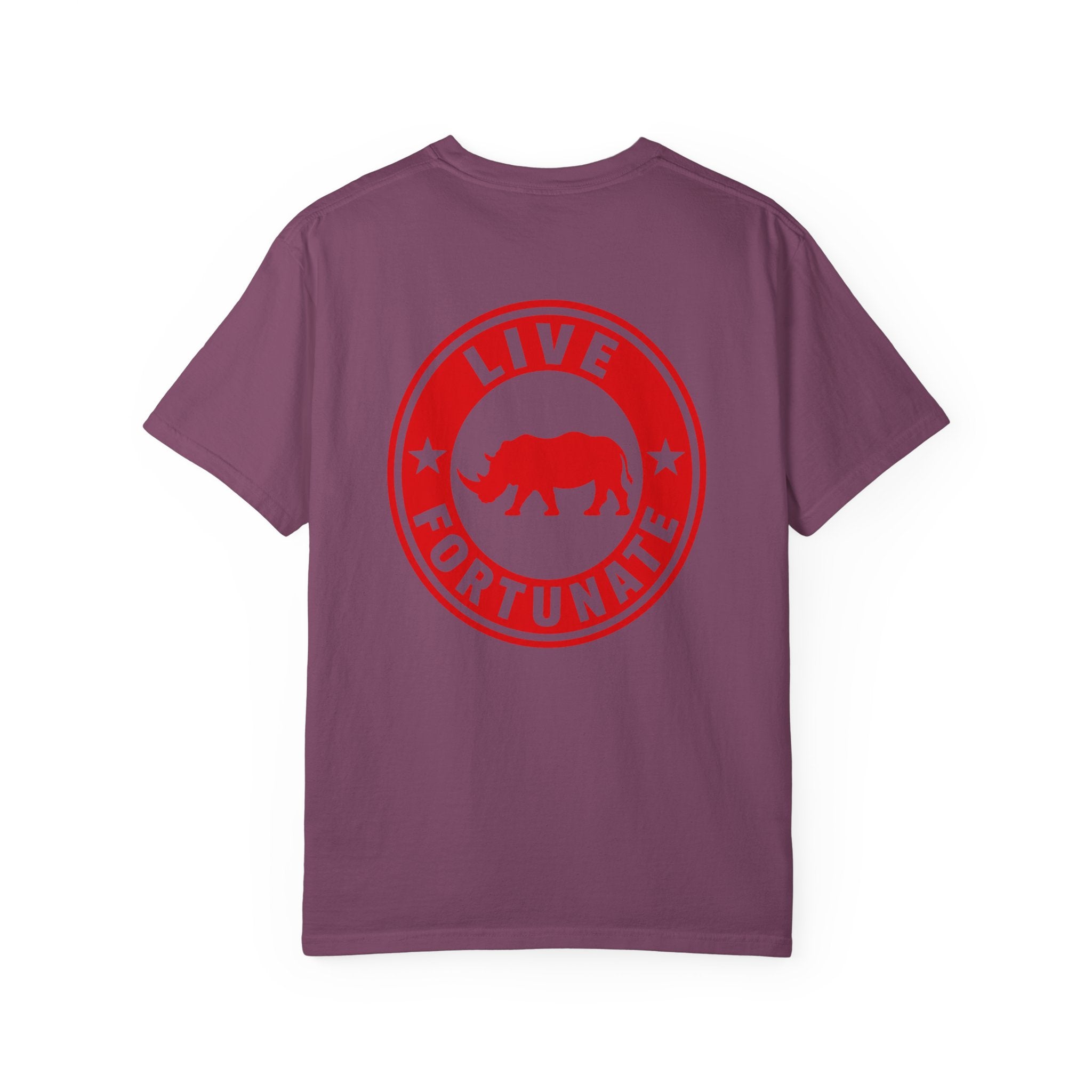 Live Fortunate Rhino T-Shirt — Red Rhino Logo Tee