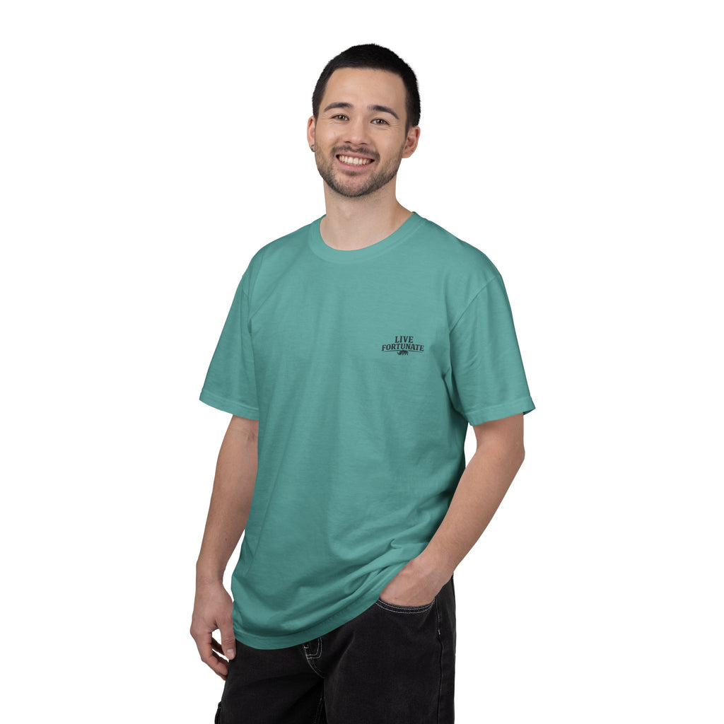 Fishing Lake Scene T-Shirt — Vintage Angler Silhouette Tee