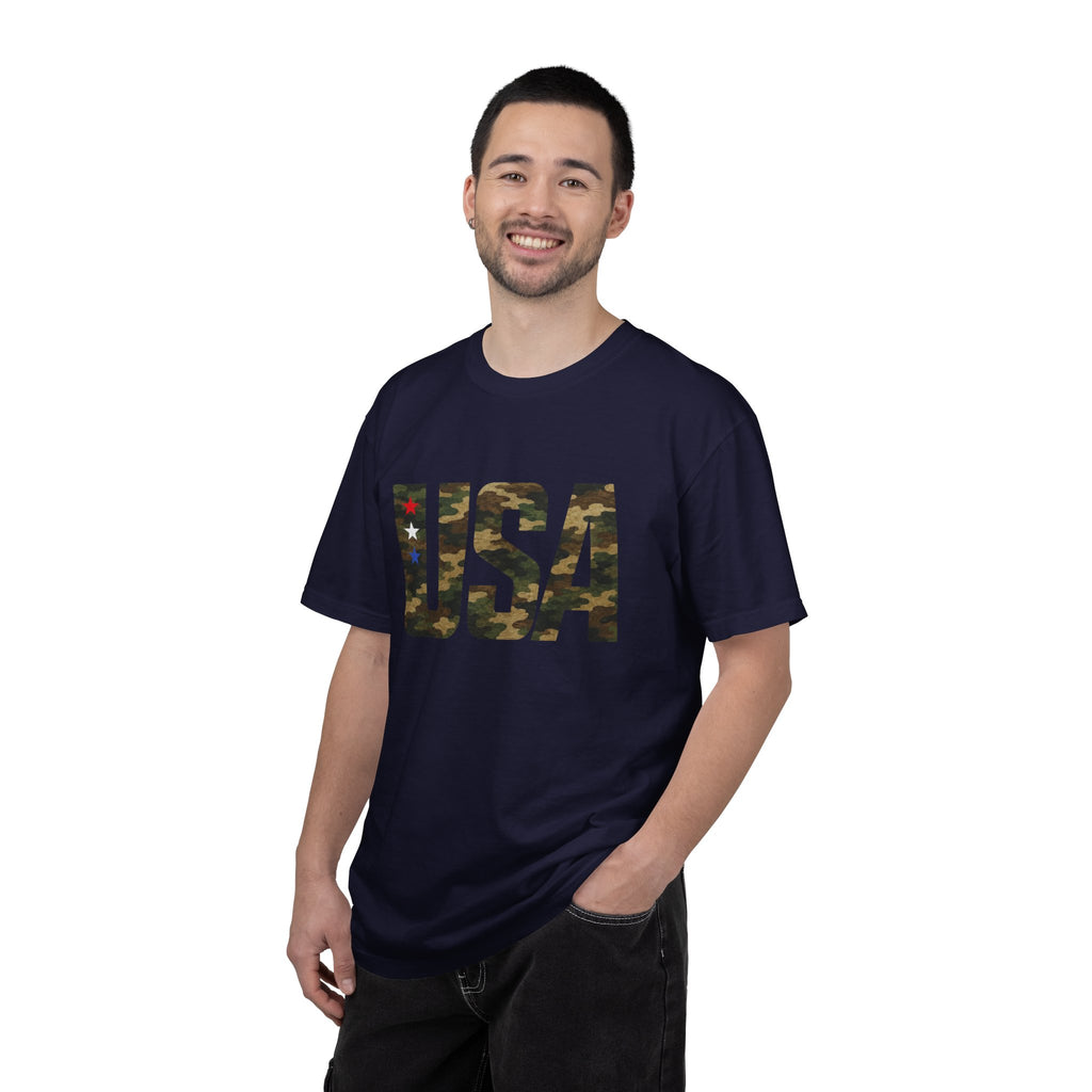 USA Camo Graphic T‑Shirt — Patriotic Military Style Tee