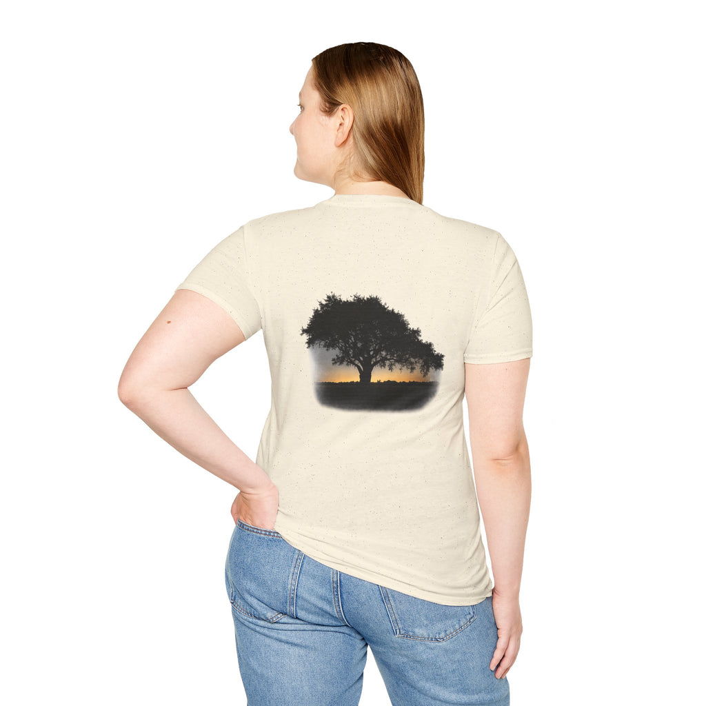 Tree of Clues Sunset T-Shirt — Silhouette Nature Graphic Tee