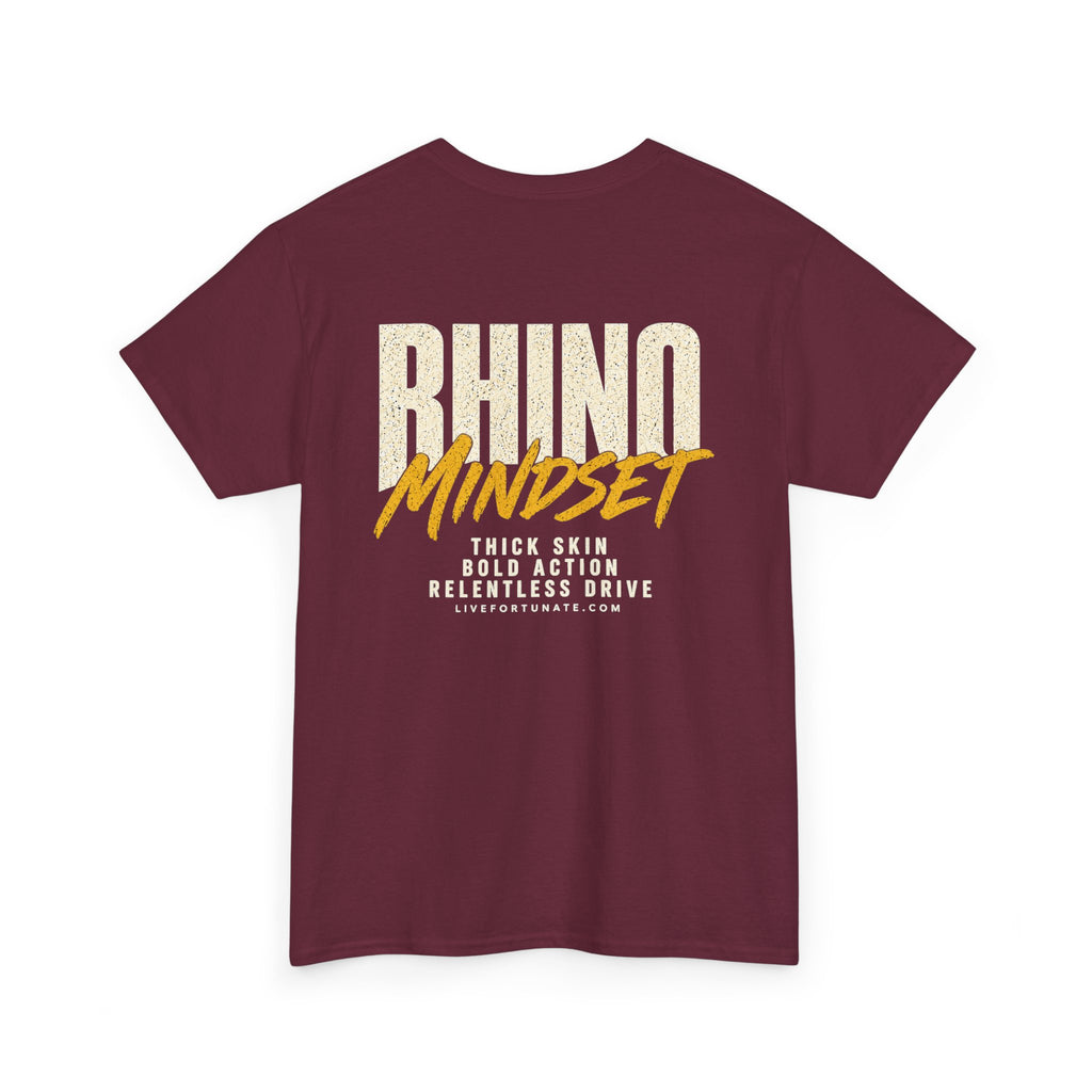 Rhino Mindset Men’s Front & Back Graphic T-Shirt | Live Fortunate