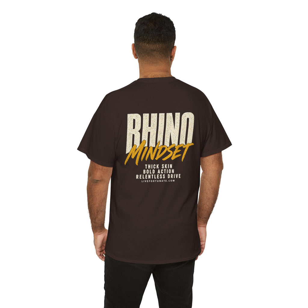Rhino Mindset Men’s Front & Back Graphic T-Shirt | Live Fortunate
