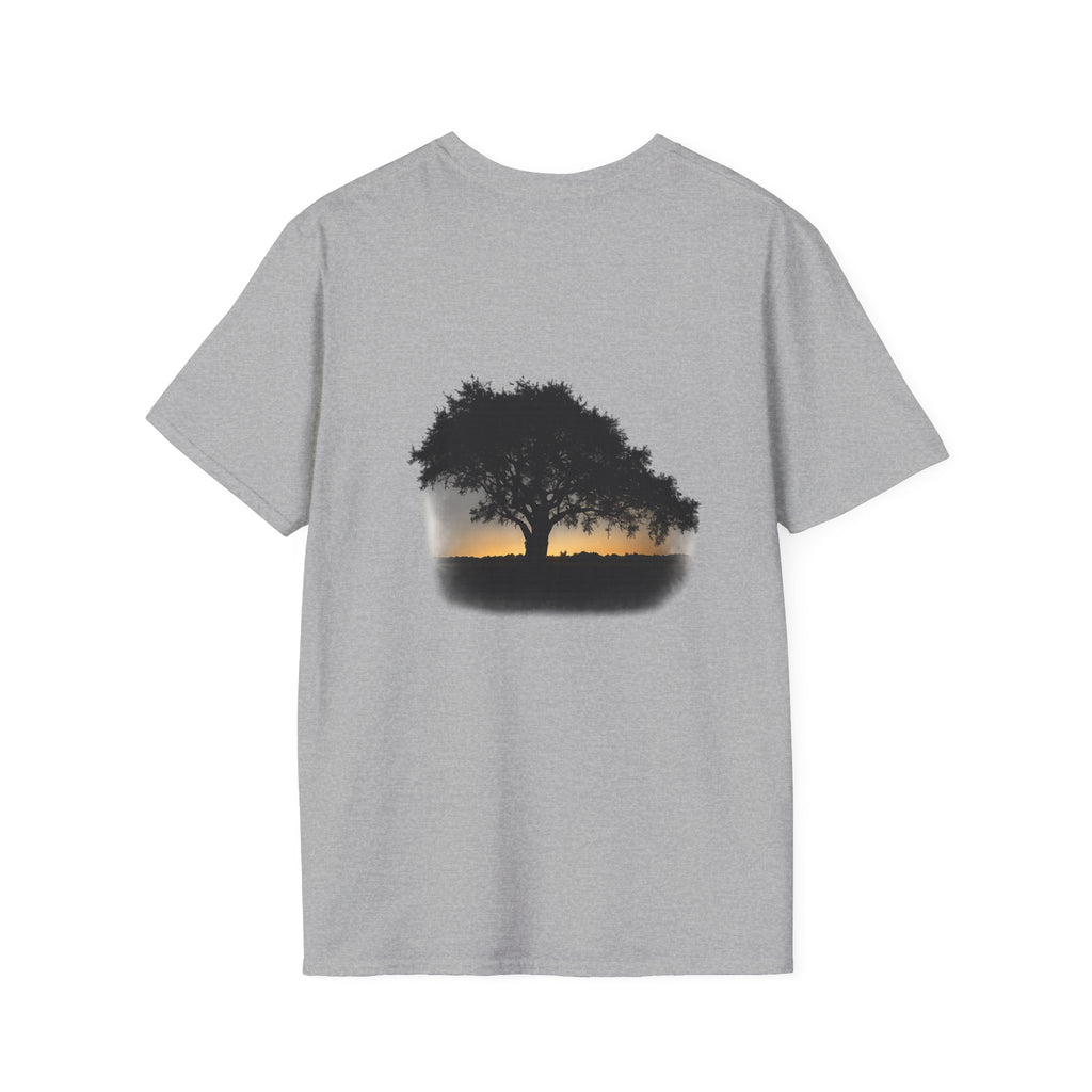 Tree of Clues Sunset T-Shirt — Silhouette Nature Graphic Tee
