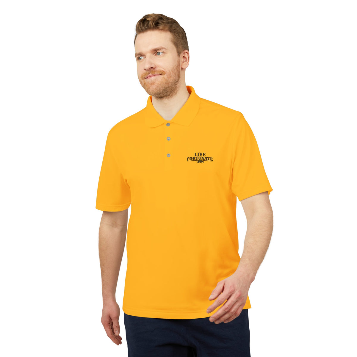 Live Fortunate Men’s Adidas Performance Polo – Embroidered Rhino Logo
