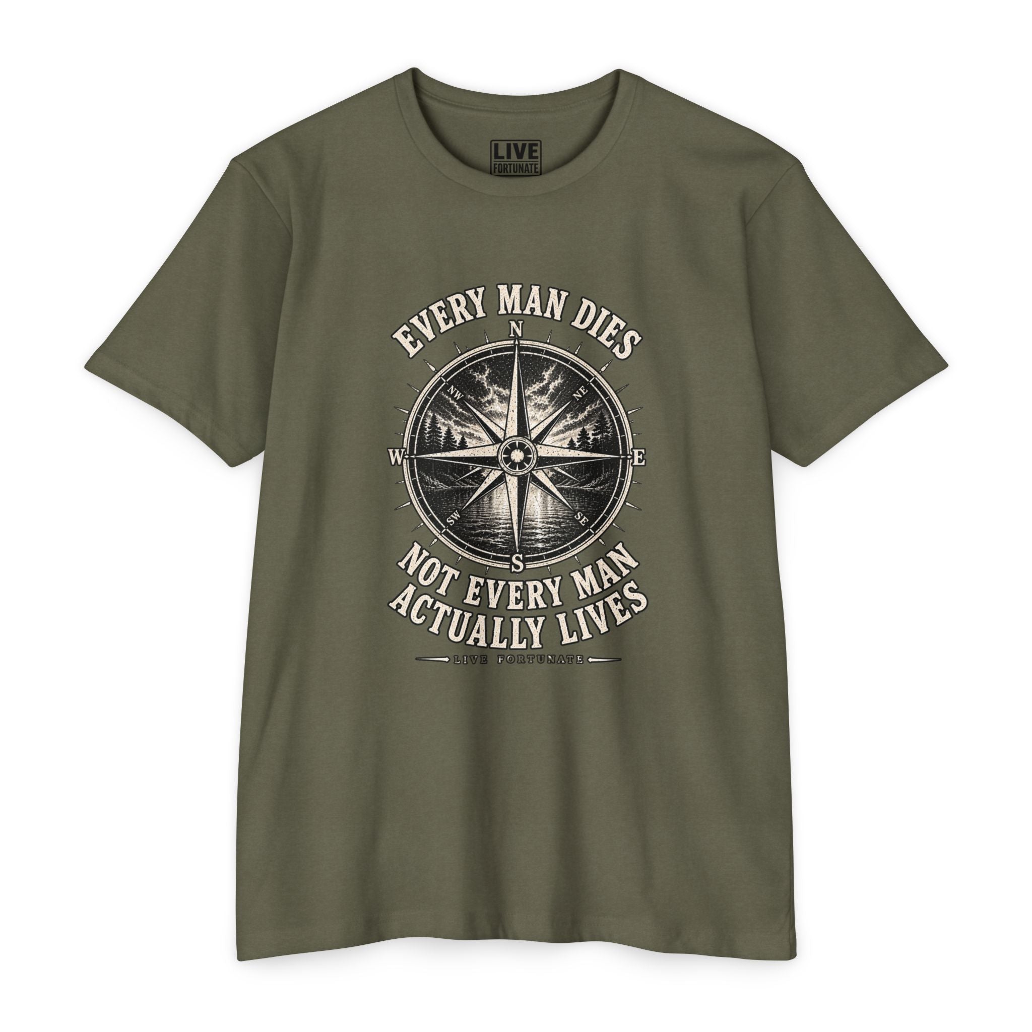 "Every Man Dies, Not Every Man Actually Lives" Vintage Nautical Compass Tee