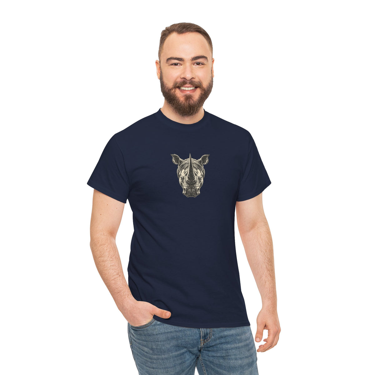 Rhino Mindset Men’s Front & Back Graphic T-Shirt | Live Fortunate