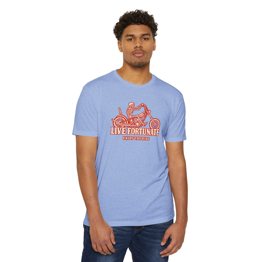 Live Fortunate Enjoy the Ride Skeleton Motorcycle Tee