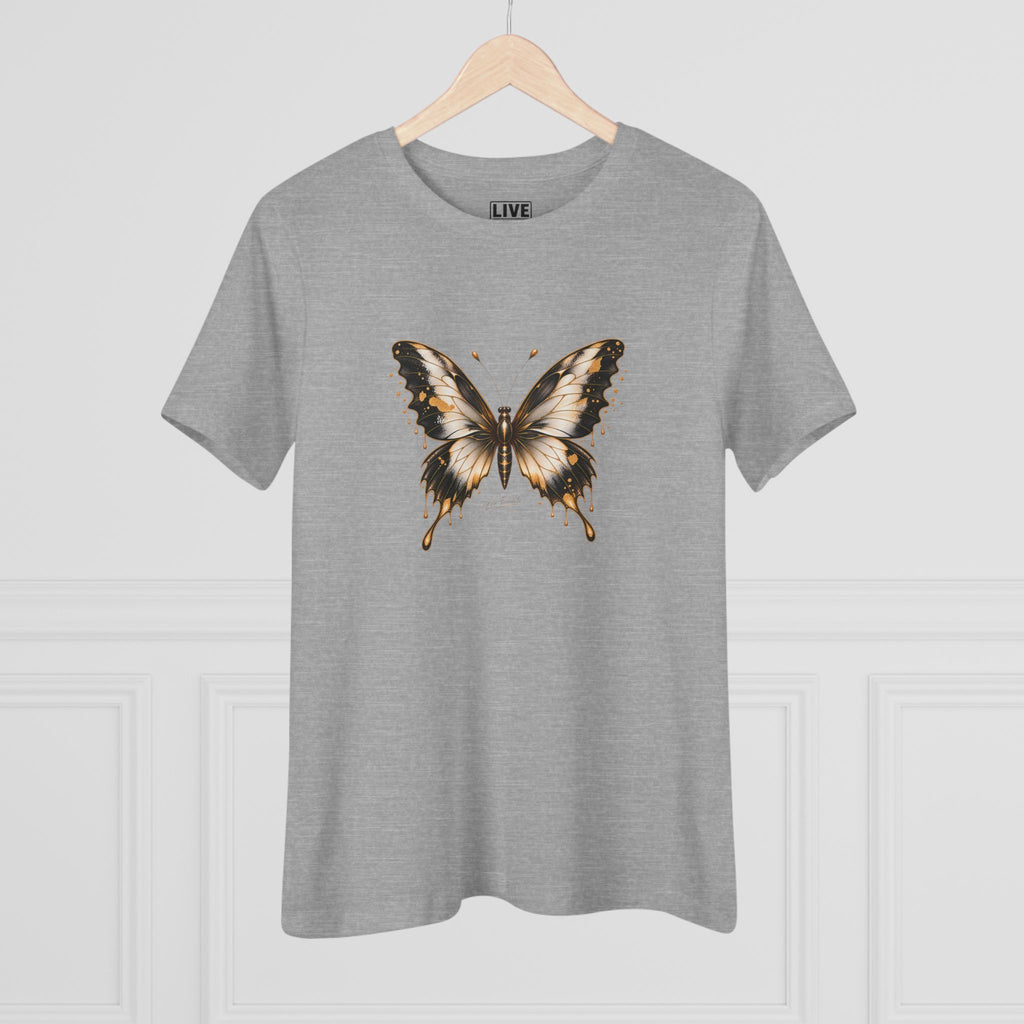Butterfly Graphic Tee — Black/Antique White/Gold butterfly