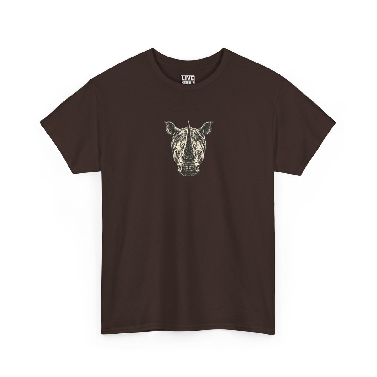 Rhino Mindset Men’s Front & Back Graphic T-Shirt | Live Fortunate