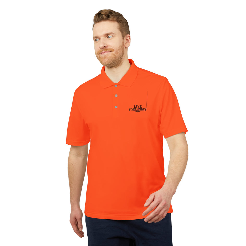 Live Fortunate Men’s Adidas Performance Polo – Embroidered Rhino Logo