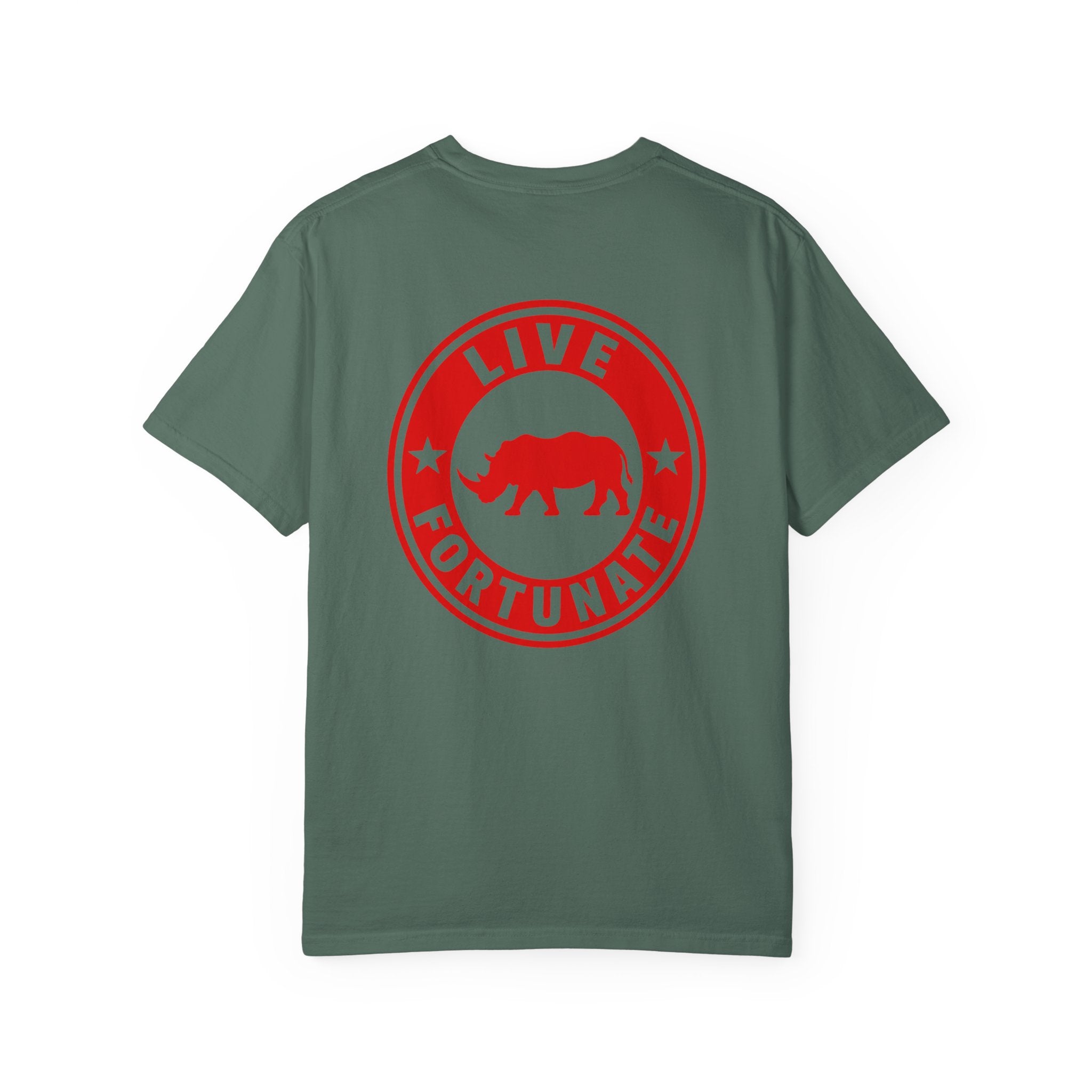 Live Fortunate Rhino T-Shirt — Red Rhino Logo Tee