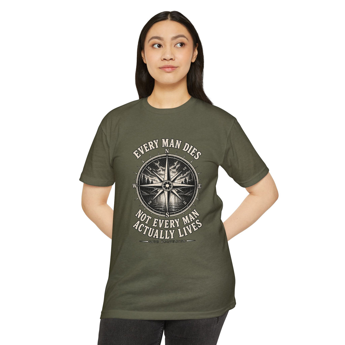"Every Man Dies, Not Every Man Actually Lives" Vintage Nautical Compass Tee