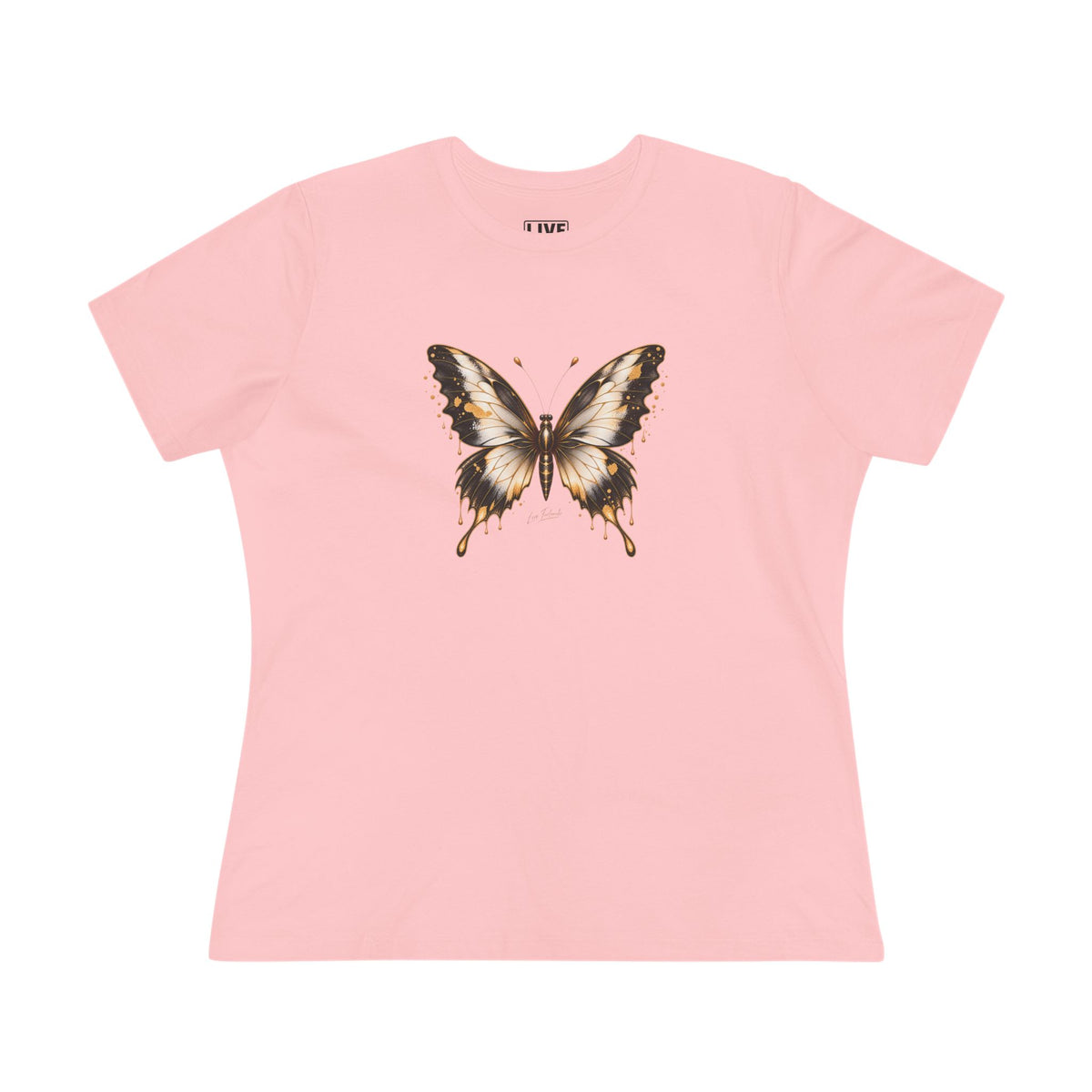 Butterfly Graphic Tee — Black/Antique White/Gold butterfly