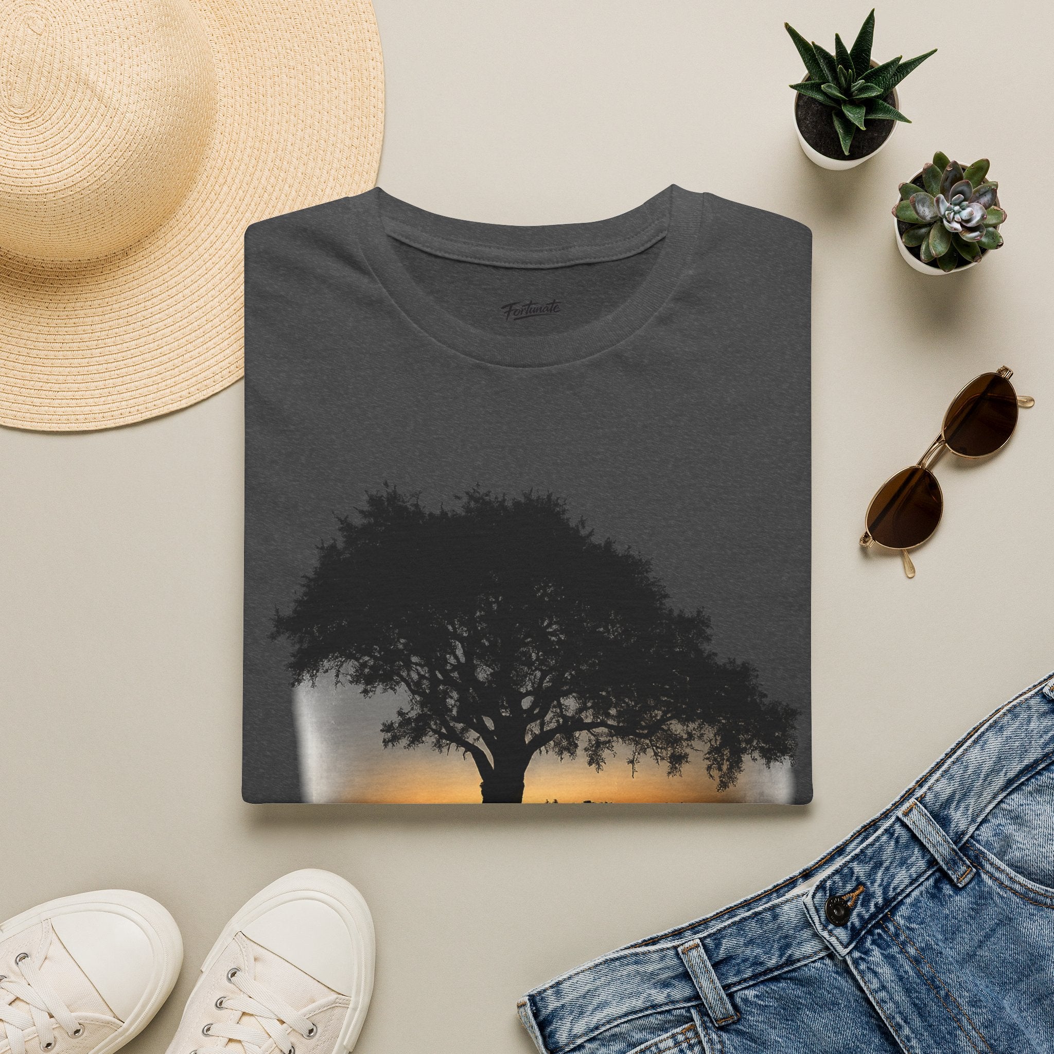 Tree of Clues Sunset T-Shirt — Silhouette Nature Graphic Tee