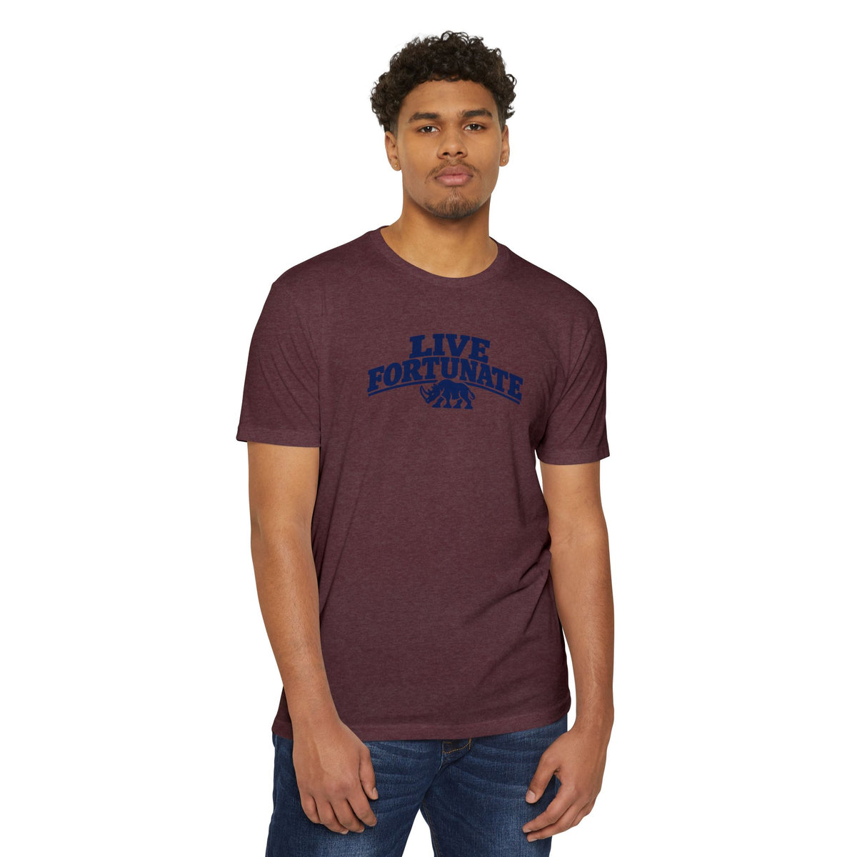 Live Fortunate Rhino Collegiate Tee | Premium Everyday T-Shirt