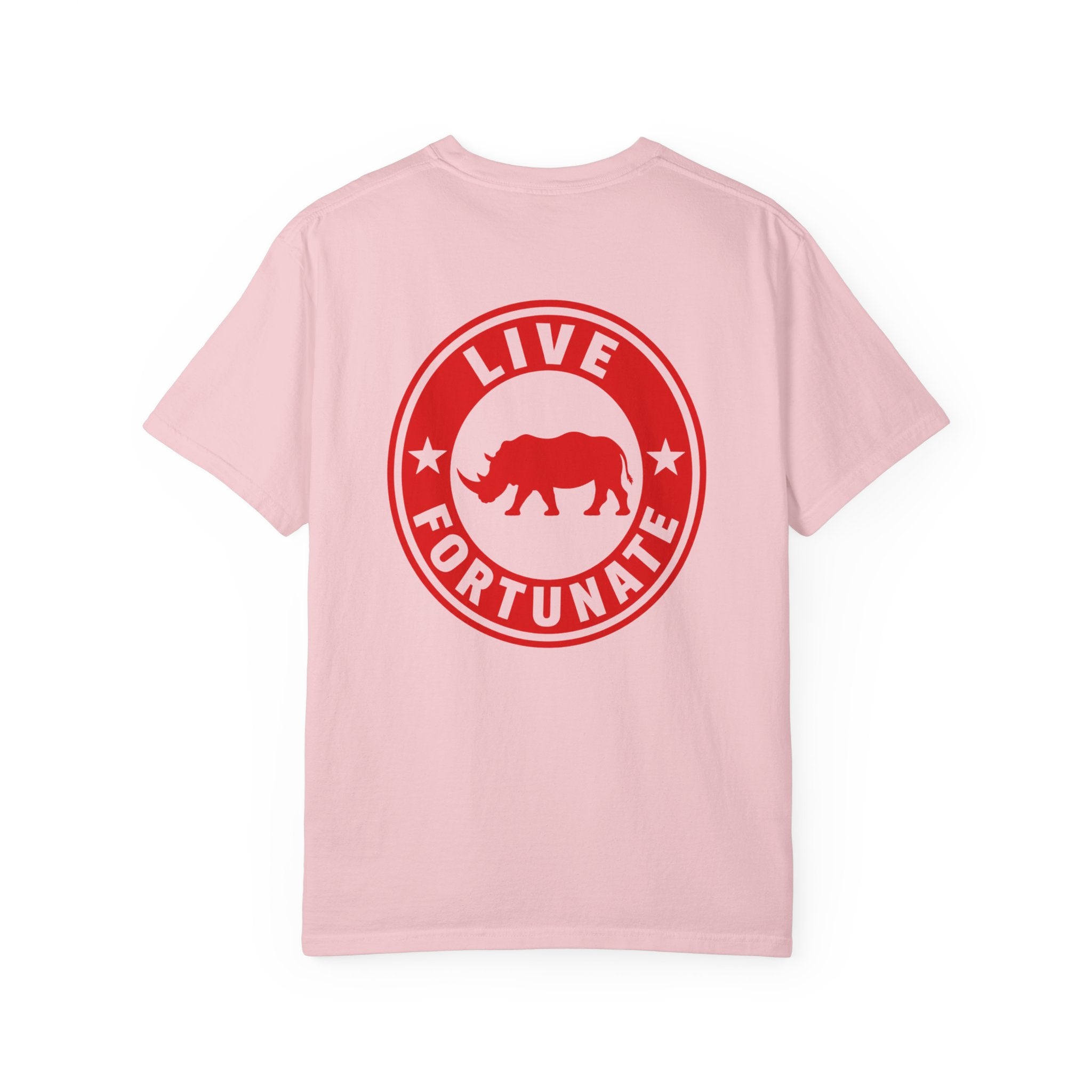 Live Fortunate Rhino T-Shirt — Red Rhino Logo Tee