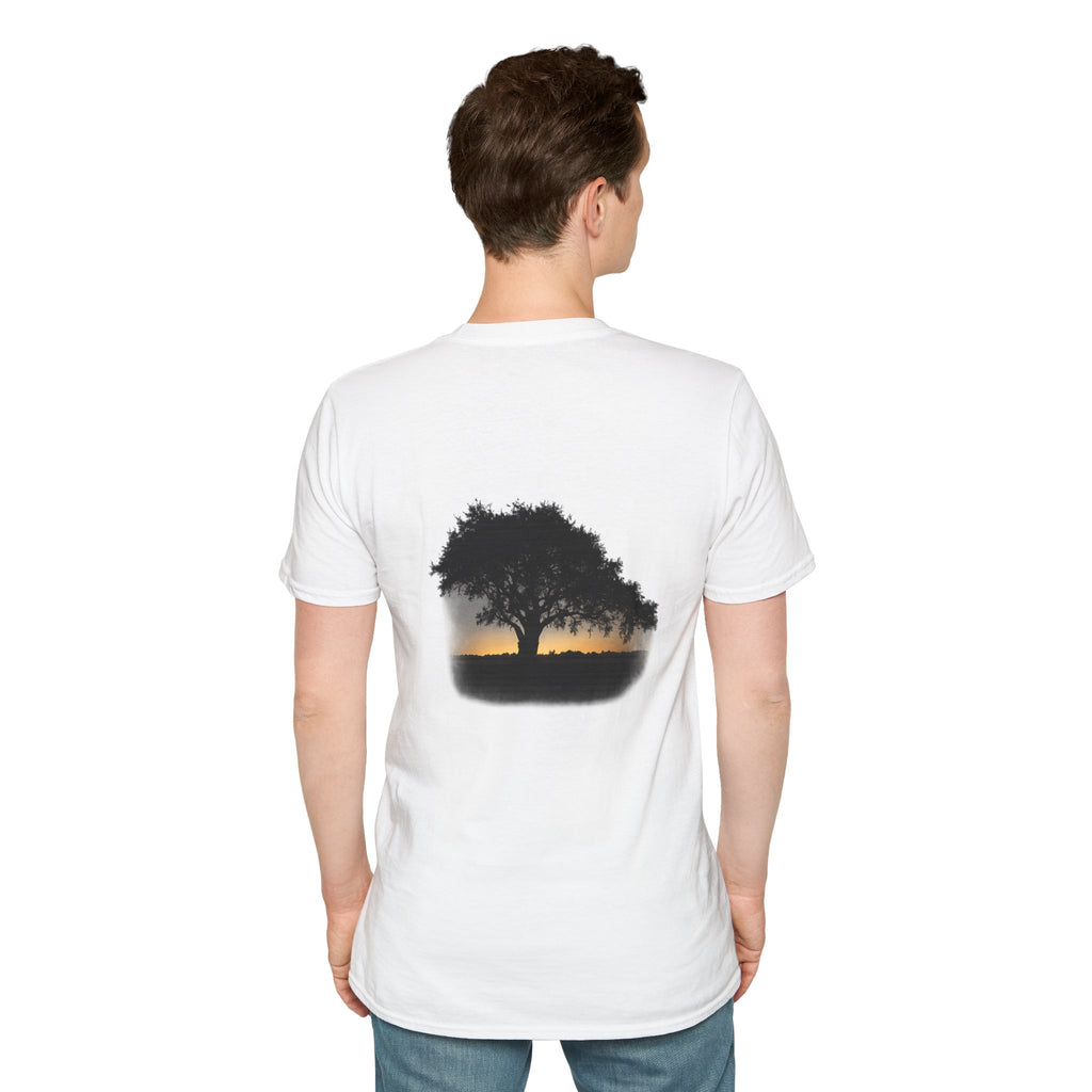 Tree of Clues Sunset T-Shirt — Silhouette Nature Graphic Tee