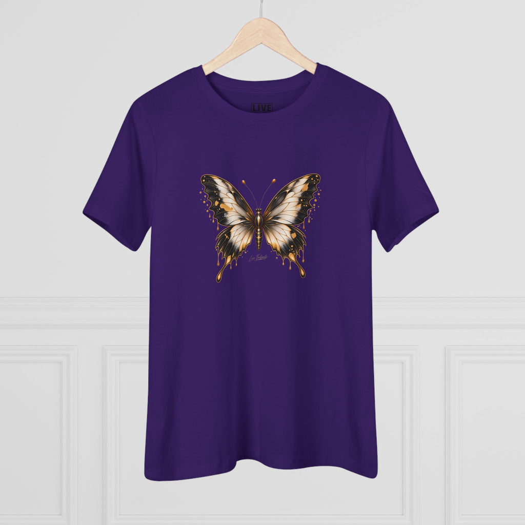 Butterfly Graphic Tee — Black/Antique White/Gold butterfly