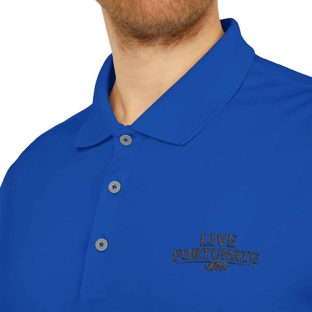Live Fortunate Men’s Adidas Performance Polo – Embroidered Rhino Logo