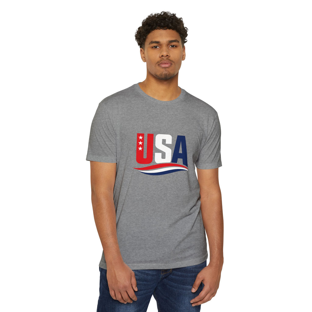 USA Flag Graphic T-Shirt — Patriotic Red White Blue Tee