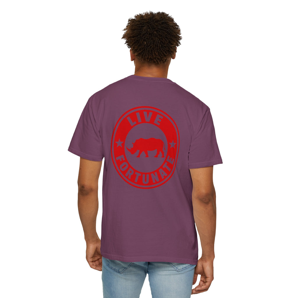 Live Fortunate Rhino T-Shirt — Red Rhino Logo Tee