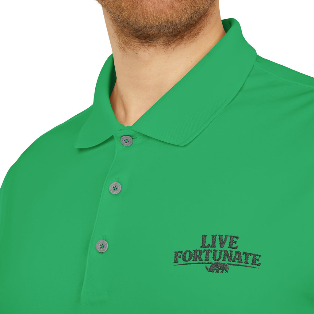 Live Fortunate Men’s Adidas Performance Polo – Embroidered Rhino Logo