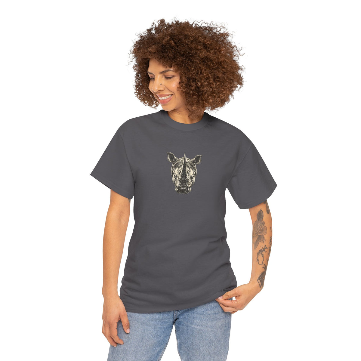Rhino Mindset Men’s Front & Back Graphic T-Shirt | Live Fortunate