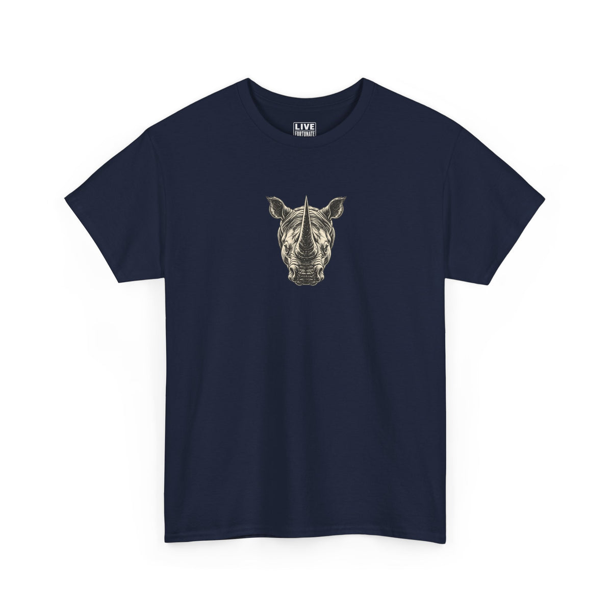 Rhino Mindset Men’s Front & Back Graphic T-Shirt | Live Fortunate