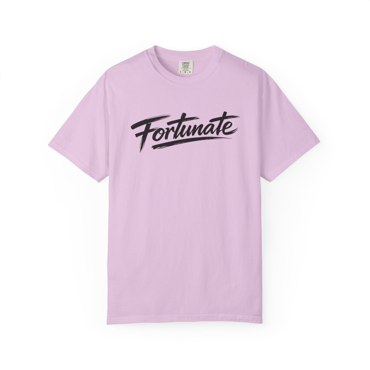 Fortunate Script T-Shirt — Casual Graphic Tee with 'Fortunate' Handwritten Logo