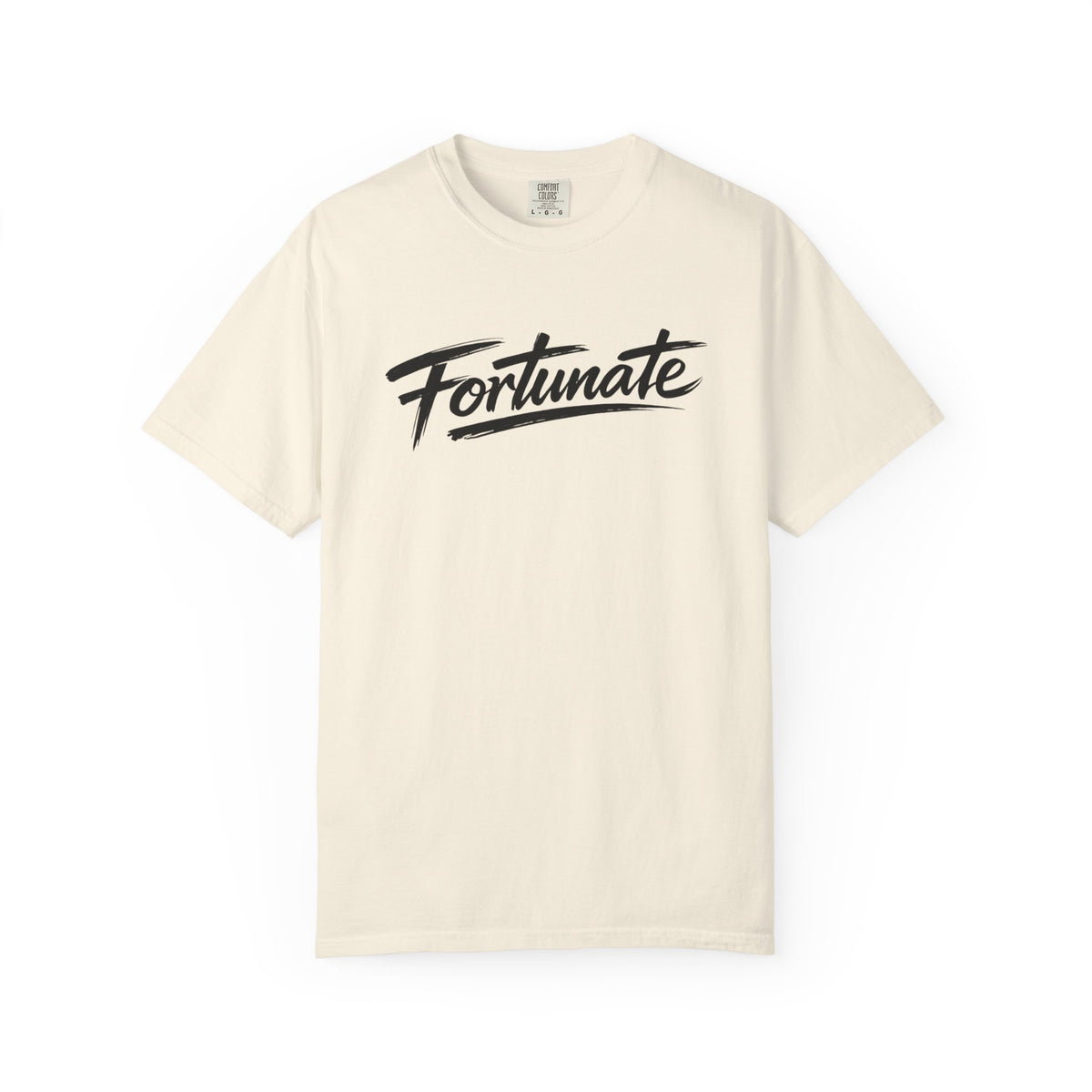 Fortunate Script T-Shirt — Casual Graphic Tee with 'Fortunate' Handwritten Logo