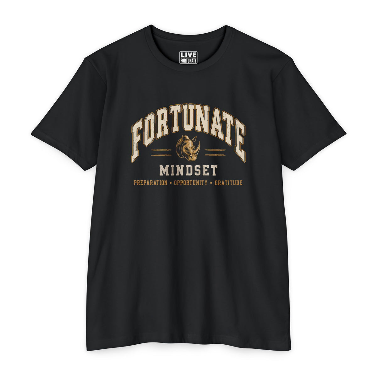 Fortunate Mindset Men’s Vintage Rhino Graphic T-Shirt | Live Fortunate