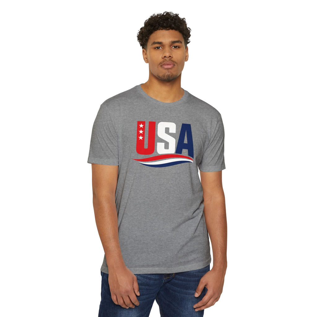 USA Flag Graphic T-Shirt — Patriotic Red White Blue Tee