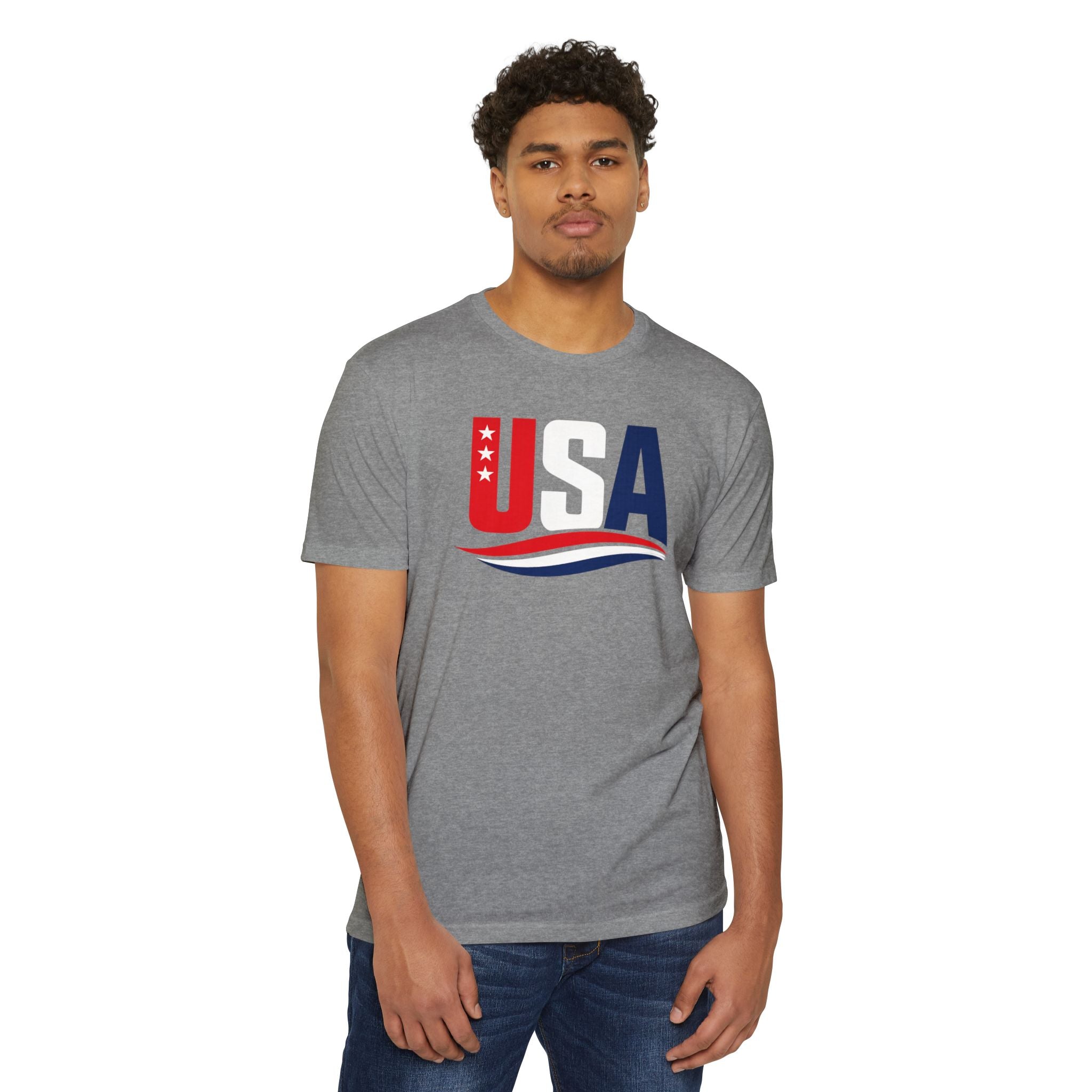USA Flag Graphic T-Shirt — Patriotic Red White Blue Tee