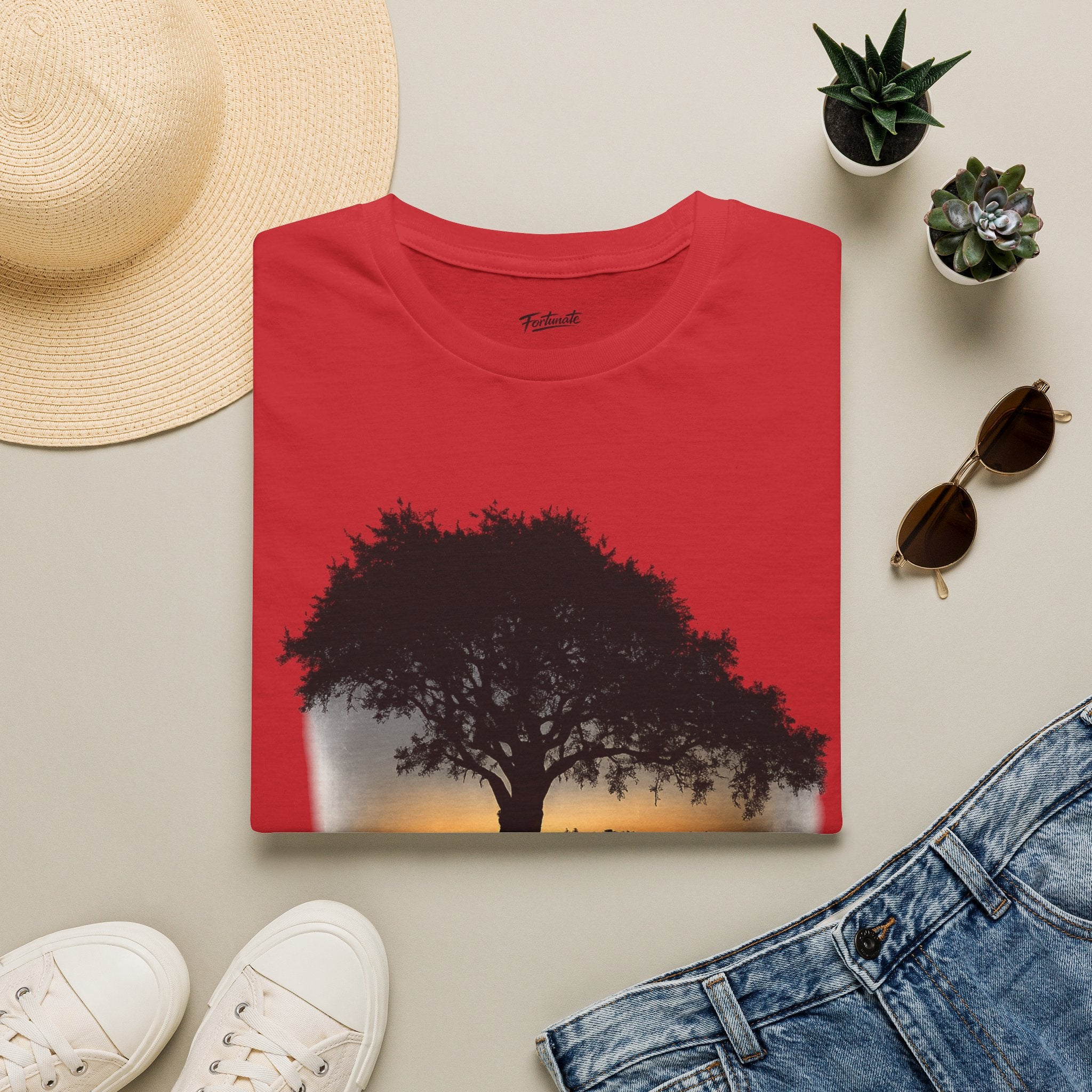 Tree of Clues Sunset T-Shirt — Silhouette Nature Graphic Tee