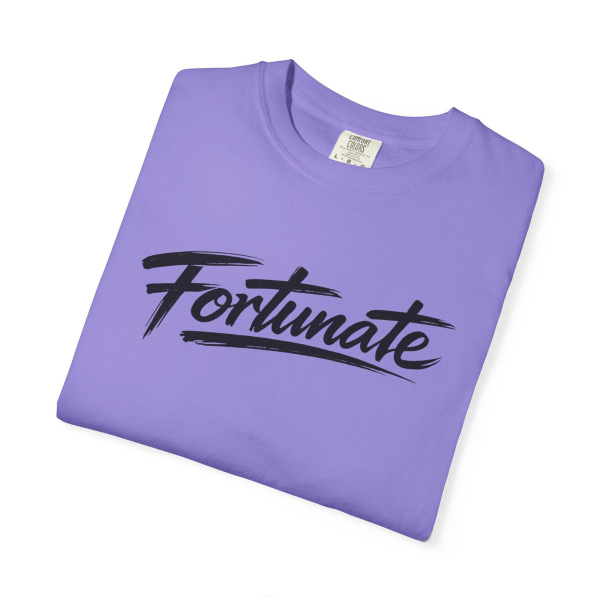 Fortunate Script T-Shirt — Casual Graphic Tee with 'Fortunate' Handwritten Logo