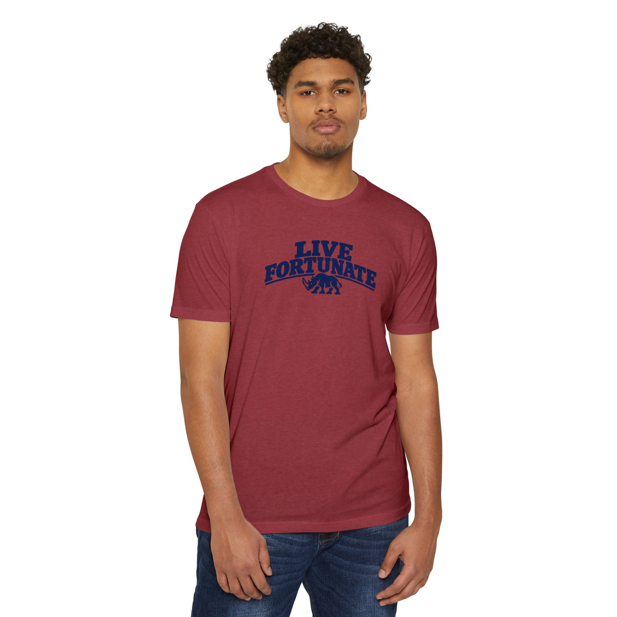 Live Fortunate Rhino Collegiate Tee | Premium Everyday T-Shirt